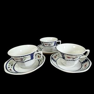Adams Lancaster English Ironstone Teacup And Saucer Set of 3